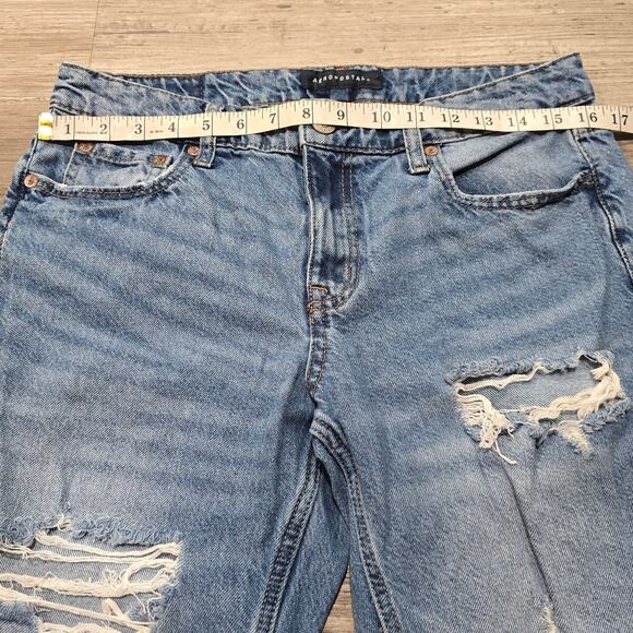 Aeropostale Low Rise 90's Baggy Distressed Light Wash Denim Jeans - Picture 5 of 7